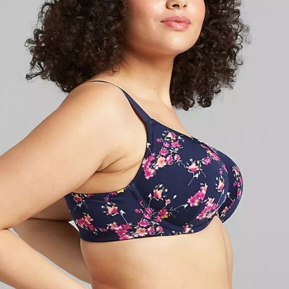 NWOT Cacique Light Lightly Lined T-Shirt Bra Luminous Floral 44D - Picture 2 of 11